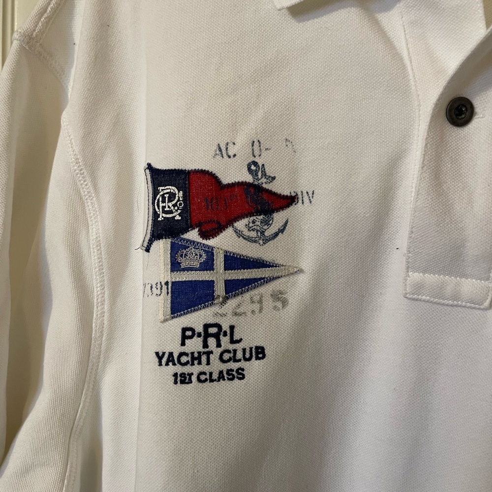 Polo Ralph Lauren White Polo Shirt Yacht Club Embroidered Nautical Size 2XLT - Picture 2 of 9